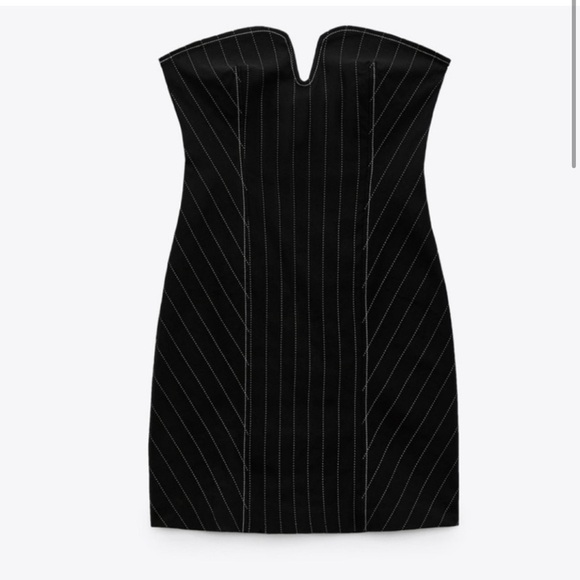 Zara Black and White Strapless Sheath Dress - Picture 1 of 4